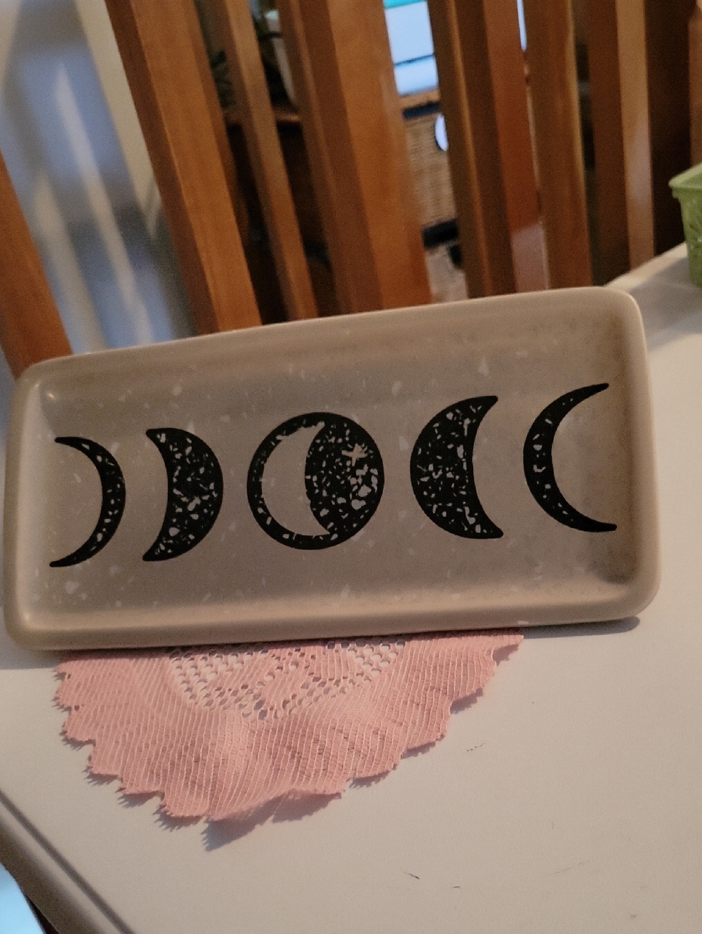 Moon Phase Ceramic Tray — Gray with Black Prints